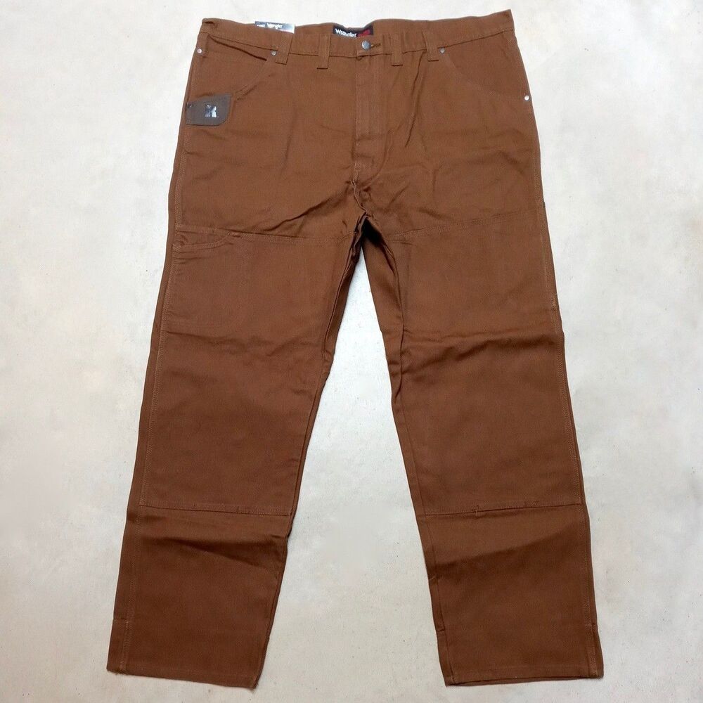 NWT Wrangler RIGGS Mason Double Knee Canvas Pants 46x32 Brown Workwear Utility
